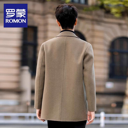 ROMON double-sided woolen coat men's short Korean style suit woolen coat spring and autumn thickened windbreaker men's top black M (110-130Jin Jin is equal to about 0.5 kg)