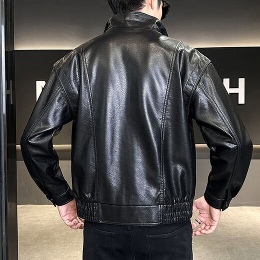 Playboy (PLAYBOY) Haining Motorcycle Leather Jacket Business Casual Lapel New Trendy Handsome Slim Men's Leather Jacket Short Style Brown 4XL Recommended 170-190 Jin Jin equals 0.5 kg
