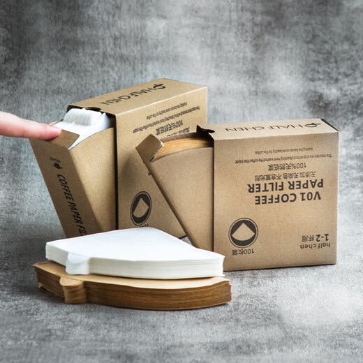 JCZS hand brewed coffee filter paper original wood pulp drip filter coffee powder cake type filter paper unbleached filter bag filter original color - small V-shaped filter paper 100 pieces - (1 box)