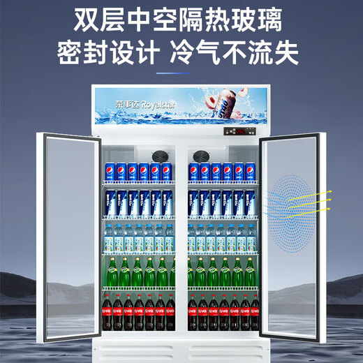 Royalstar Display Cabinet Refrigerated Large Capacity Beverage Cabinet Freezer Commercial Fresh Cabinet Supermarket Glass Door Refrigerator Vertical Beer Cabinet Single Door Dismount Direct Cooling Energy Saving Ordinary Model 288L 2025 New Upgrade丨360 Cycle Quick Cooling丨Energy Saving and Efficiency