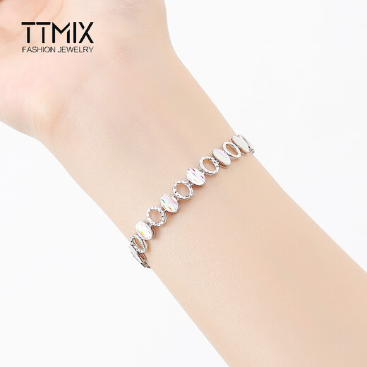 TTMIX Colorful Shell Bracelet pt950 Platinum Bracelet Temperament Sparkling Platinum Bracelet Birthday Gift for Girlfriend 9.81g 16cm