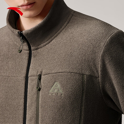 ANTA Fire Shell丨Lightweight Warm Outdoor Stand Collar Fleece Jacket Men's 25 New Antistatic Jacket Jacket Tops Pine Green-2 M (Male 170)