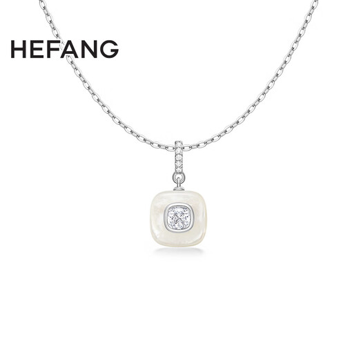 HEFANG He Fang Jewelry Semi-precious Sugar Cube Necklace Clavicle Chain Women's Light Luxury High-end Birthday Gift for Girlfriend White Fritillaria