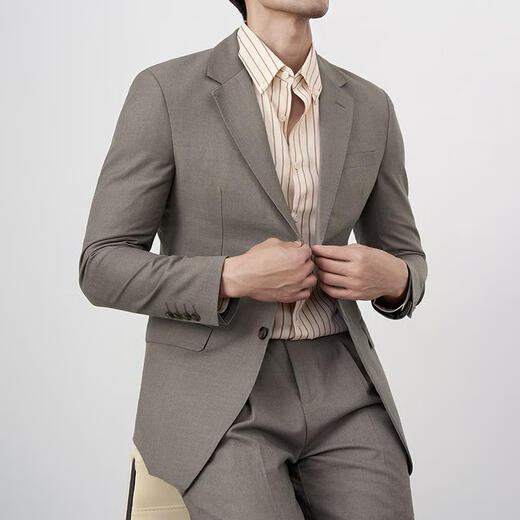 VDJ international first-line brand high-end gray suit suit men's business casual suit jacket single suit top khaki regular style-high-end gift box-suit XL (175-China-CN-height)