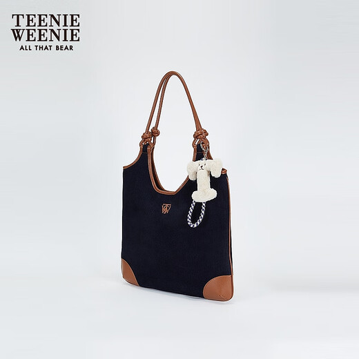 Teenie Weenie Bear Damenbekleidungsbeutel 2025 Herbst und Winter Neue Modekontrast Design Retro Textur Tasche Navy Blue Fre
