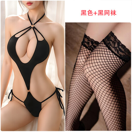 Manyan Sex Robe sexy Onesie enge Versuchungsfrau Pure Passion Leidenschaft Großer Spaß necken Drei-Punkte-schwarze Single-Größe