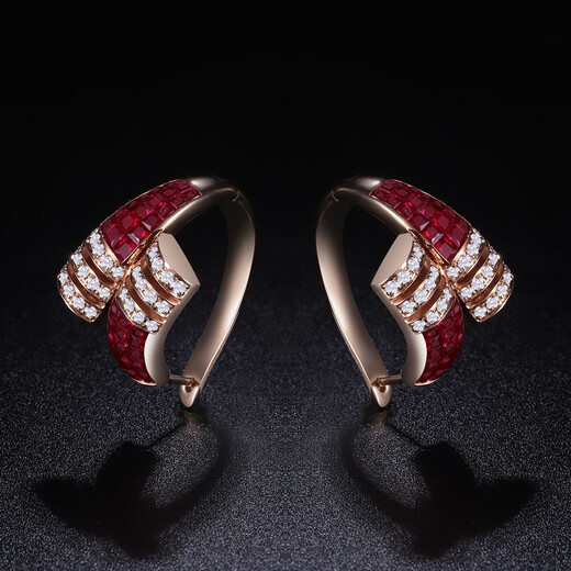 Tingliang ruby earrings 18K gold diamond inlaid with snake design natural ruby earrings 5.6 carats luxury style in stock