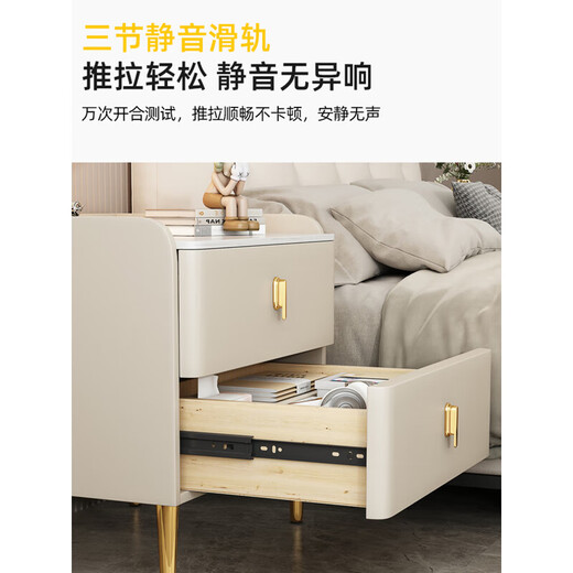 Yimo Nachttisch aus massivem Holz, Schlafzimmer, modernes Zuhause, einfach, 2025, neuer leichter Luxus, kleiner Nachttisch, Aufbewahrungsschrank, Gold 45