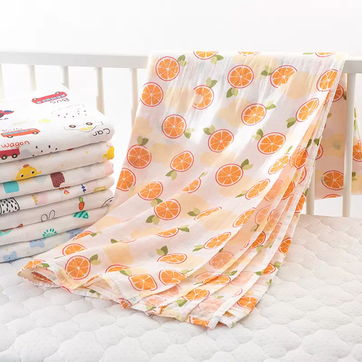 Yusenyi Towel Quilt Gauze Pure Cotton Summer Thin Air-conditioned Room Cotton Class A Children's All-Season Cover Blanket Toddler 2-layer Kiwi Fruit Class A Material 120cmX150cm5cm