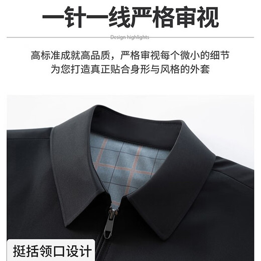 Pierre Cardin brand high-end executive jacket men's autumn and winter velvet thickened 2025 new men's dad jacket business casual navy blue high-quality executive grade XL /180