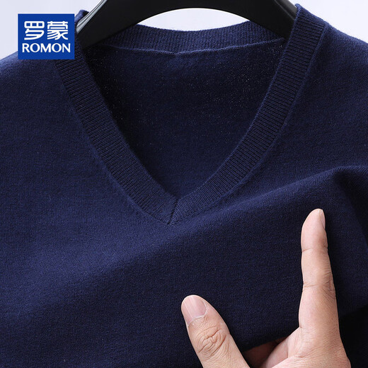 ROMON 100% pure wool vest men's V-neck thin top autumn and winter young and middle-aged men's business casual vest vest
