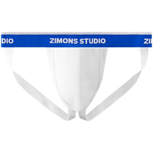 Zimo cotton men's double thong sexy low waist hip lifting blue belt trendy underwear new white + black M (1.9-2.1 feet)