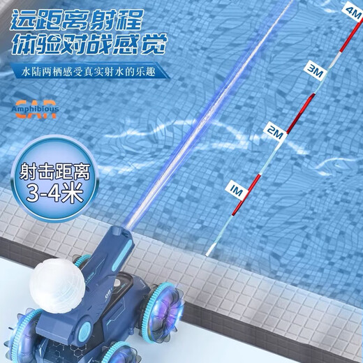 儿童水陆两栖遥控车坦克船可发射喷水自动吸水枪手势感应汽车玩具 [单控_手柄]绿色[水陆两栖水炮车]可射水+自动吸 豪华[四电约使用120分钟]