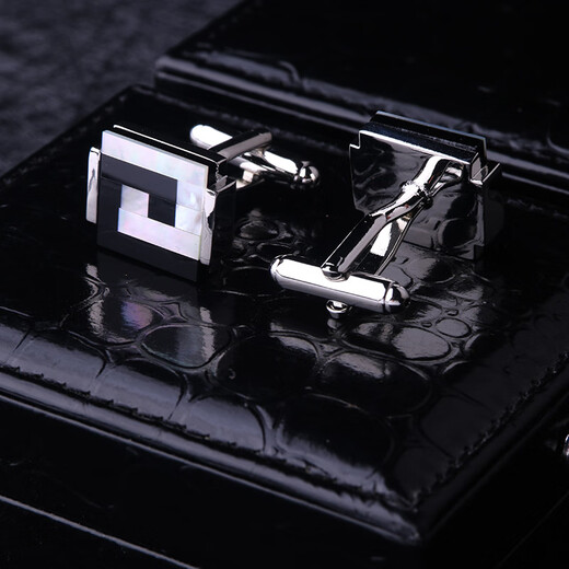 Lieshang deep sea shell cufflinks, gemstone cufflinks, men's French cufflinks, shirt suits, formal cuff buttons, military green