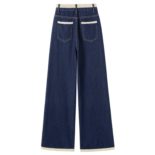 Shechi plus velvet warm jeans women's 2025 winter new drawstring high waist slim casual wide leg pants