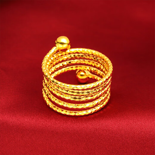 Yiqi Chinese Valentine's Day gift quality 18K gold spring ring Hong Kong duty-free gold 18k 3D hard gold personalized ladies ring transfer