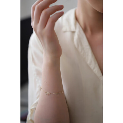 Aibana Light Luxury S925 Silver Plated 14K Gold Bracelet Women's Twist Bow Four-leaf Clover Simple Temperament Bracelet for Girls Gift Gold