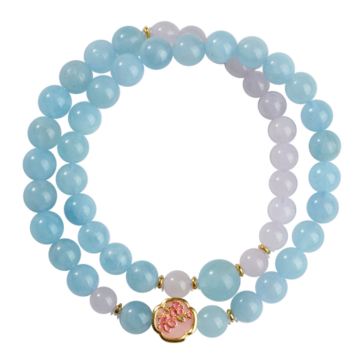 Potala Palace aquamarine pink crystal bracelet 925 silver birth year transfer beads multi-circle bracelet for men and women birthday gifts for girlfriends