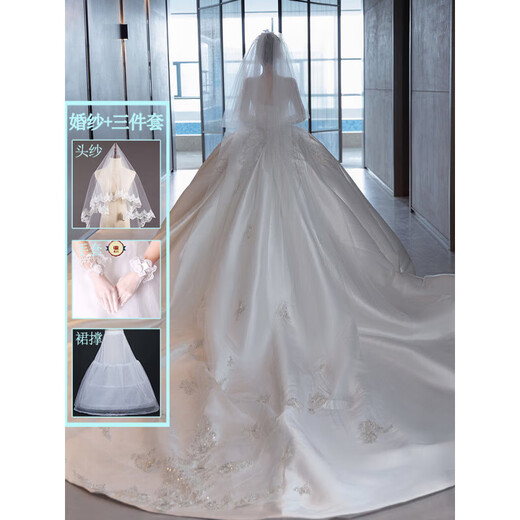 Ovivo Satin Wedding Dress 2025 Small Bride Main Gauze French Retro Tube Top Texture Outlet Gauze White Floor-length Style <Single Wedding Dress No Accessories> XL