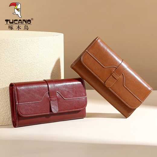 Holzspecker (Tucano) Cowide Wallet Women's Long 2025 Neues Retro-Multi-Karten-Ticket Öl Wachs Karthahnkartentasche Geschenk für Frauen