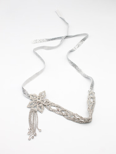 Yingtang Mid-Century Gatsby Style Sparkling Diamond Tassel Headband Accessible Luxury Niche High-end Cord Silver