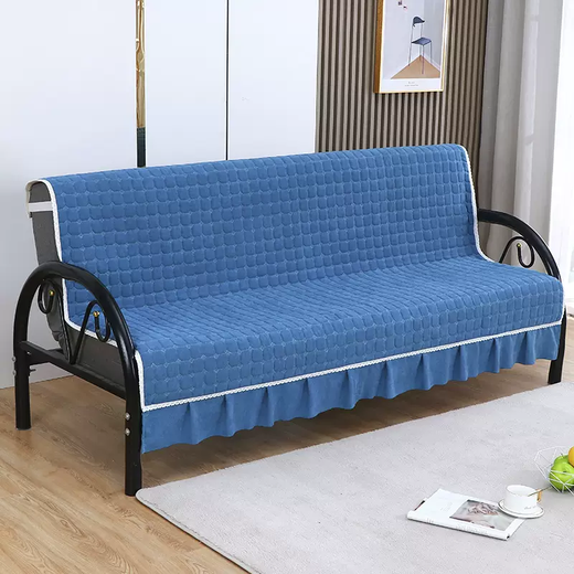 Yusenyi Sofa Cover Cover Fabric All Seasons Non-Slip Foldable Bed Cotton and Linen Sofa Cushion Universal Full Cover Simple Sapphire Blue Baby Velvet Fabric Armrest 50x85cm One Single Piece