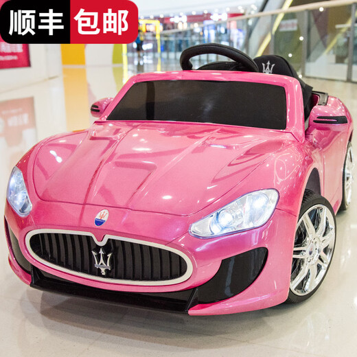 Yijing Masha children's electric car four-wheel drive four-wheel remote control swing car children's baby toys can sit on people rechargeable stroller four-wheel drive paint powder + self-driving remote control swing + leather seat + Bluetooth music