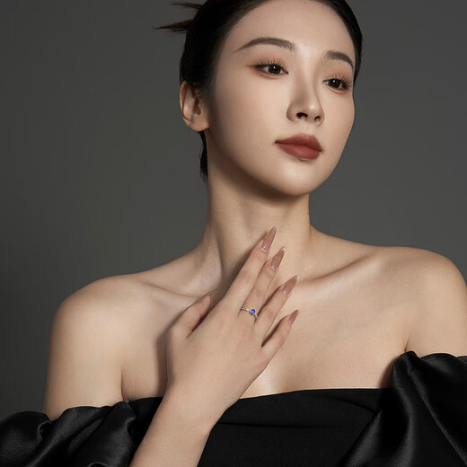 Yi Cai Little Lucky Natural Sapphire Ring Women's 18K Gold Fashion Ring Birthday Gift for Girlfriend 0.77 Carat Cornflower/Perfect Cut/GUILD