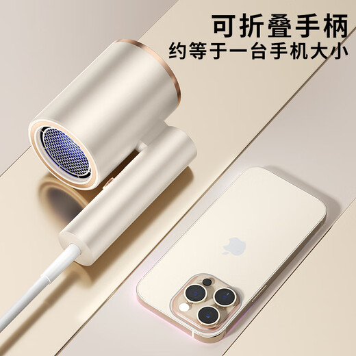 High-speed hair dryer, foldable dormitory hair dryer, home silent negative ion high-power non-harming hair constant temperature hair care barber shop hair dryer khaki 1800W wind power upgrade + double-layer insulation