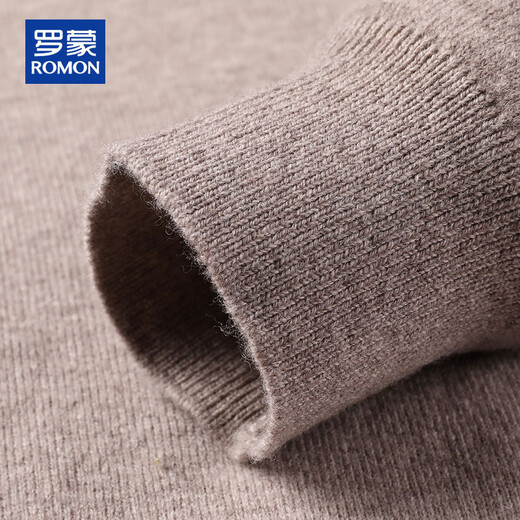 ROMON 100% pure wool sweater men's thick solid color round neck pullover autumn and winter warm casual casual sweater for young and middle-aged men
