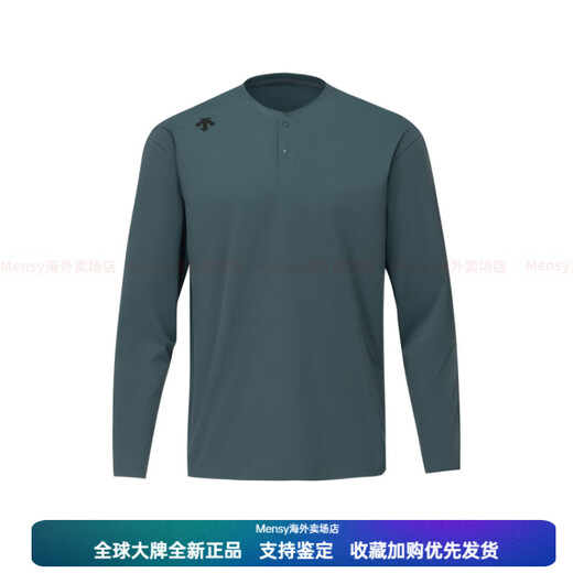 DESCENTE Essential series simple Henry collar quick-drying long-sleeved T-shirt sweater for men BK-BLACK L