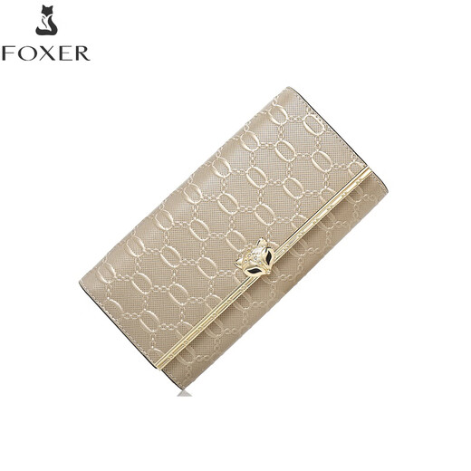 Golden Fox (Foxer) Cowide Damen Brieftasche große Kapazität Langkartentasche Geld Kicker