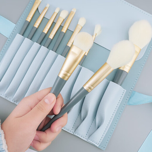 Blue Bridge 10 Makeup Brush Set Beginner Loose Powder Blush Concealer Foundation Eyeshadow Brush Full Set Super Soft Hair 10 Blue Bridge Brush Set + Blue Bridge Bag 1 Piece