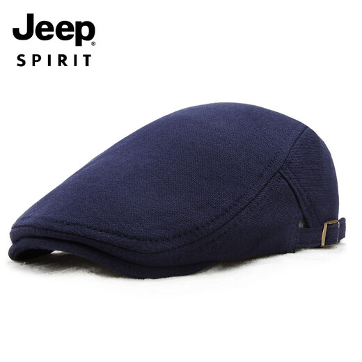 JEEP Autumn and Winter Hat Men's Cotton Peaked Hat Korean Version Light Board Solid Color Painter's Beret Women's Black One Size Adjustable
