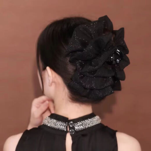High-end grabber clip, high-looking and light luxury hair clip, 2025 new Internet celebrity temperament, shark clip for hair on the back of the head, 13 cm diamond bubble, black 1 pc