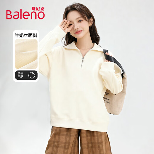 Baleno half-zip design lapel sweatshirt for women 2025 spring and autumn new skin-friendly, comfortable, breathable outer wear inner top