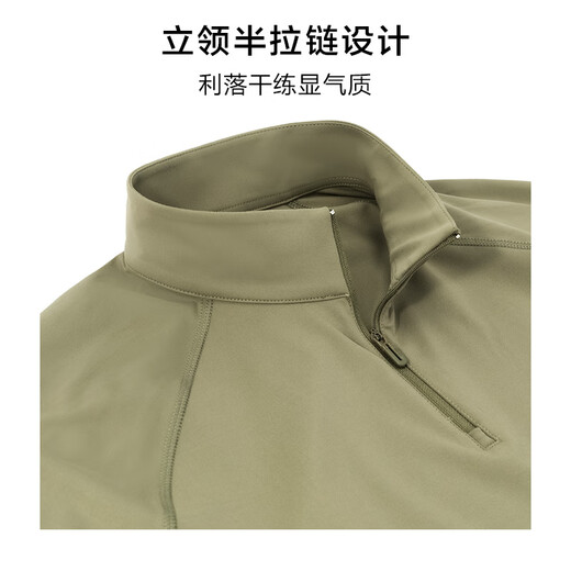 
Mr. Bu Bu Bu Bu stand collar half-tight grinding long-sleeved T-shirt 2025 autumn new color top men BT16861 wheat straw green L __175