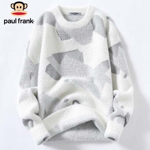 大嘴猴（paul frank）毛衣男士秋冬季厚款保暖针织衫男潮流毛线衣外套男装 白色 XL