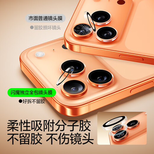 Flash magic suitable for Apple 17Pro/17ProMax lens film iphone17Pro/17ProMax lens all-inclusive protection anti-scratch film transparent independent lens without top case 1 set