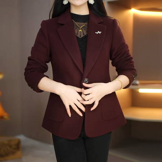 LIIS International Light Luxury High-end Jacket 2026 New Angora Red Mother's Woolen Small Suit Jacket, Fashionable and Age-Reducing Angora Red M 85-100Jin Jin is equal to about 0.5 kg