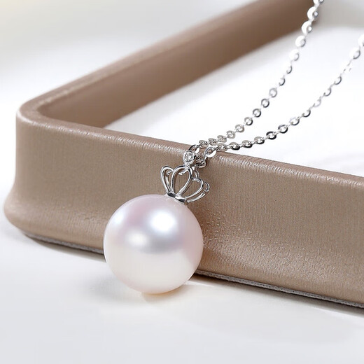 Jinxu comparable to Australian white 18K gold diamond freshwater pearl pendant women's single simple necklace clavicle chain minor flaws 13-14mm