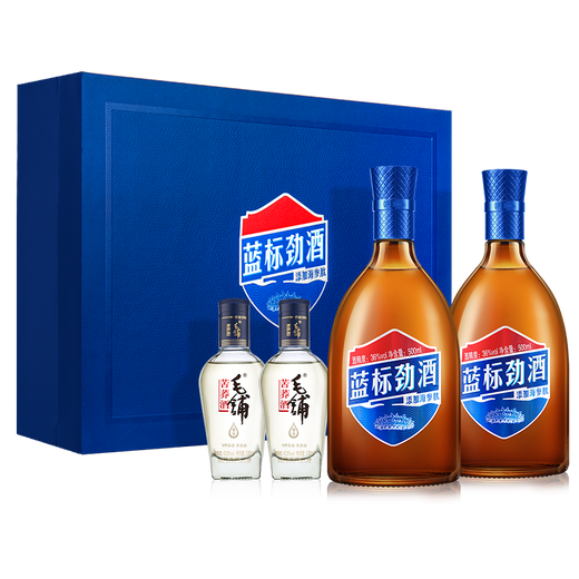 Jin brand blue label Jinjiu 36% bottled wine, soft and refreshing taste, sea cucumber peptide herbal essence, Spring Festival gift box, 36%, 500mL 2 bottles, gift box contains exclusive small wine*2