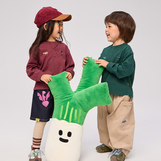 
Papa Crawling [Super Plant Co-branding] Autumn Parent-child Clothes Family of Three Long Sleeve T-shirt Pure Cotton Loose Top Oat Color Adult 175