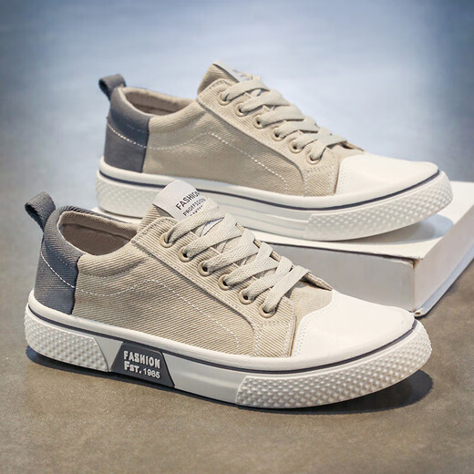 Pastoral Europeo 2025 zapatos para hombres nuevos zapatos de lona casual de moda zapatos de mesa transpirable para hombres versátil suave k22 beige 41