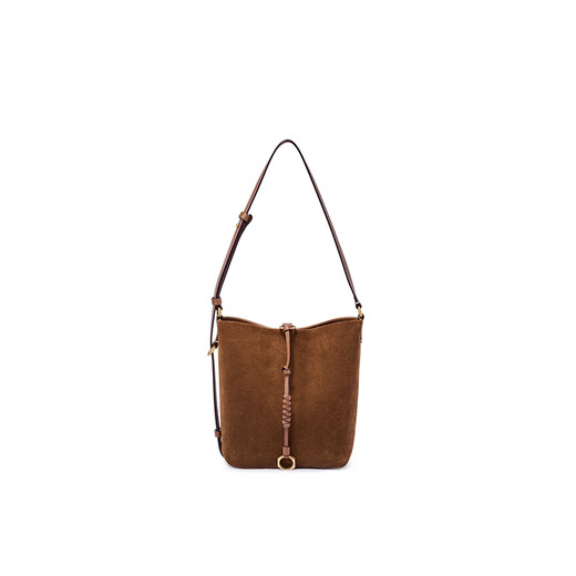 
DISSONA women's bag 2025 autumn and winter new product Manxiang bucket bag soft cowhide one-shoulder crossbody bucket bag small-brown leather (tag price: 1798)