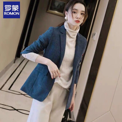 Luo Meng 2025 Spring and Autumn New Style Waist Fit Suit Jacket Design Niche Slim Casual Suit Women's Fashion Blue-1 234 Styles L Recommendation 85-100Jin Jin is equal to 0.5 kg