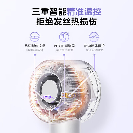 Midea High Speed Hair Dryer 3.9 Billion Plasma Protection Hair Dryer Household Negative Ion Hair Dryer FG209 Aurora Purple National Subsidy Holiday/Birthday Gift Recommendation