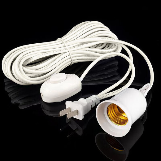 Beigong E27 screw socket, chandelier switch extension cord, hanging LED lamp with wire plug, 4-meter screw socket lamp holder