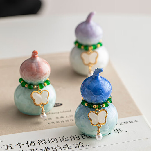 Shangfu Crystal Glaze Ceramic Colorful Gourd Tea Pet Ornaments Home Decorations Creative Personalized Tea Ceremony Accessories Decoration TBSF Crystal Glaze Gradient Small Gourd-Sapphire Blue No Specifications