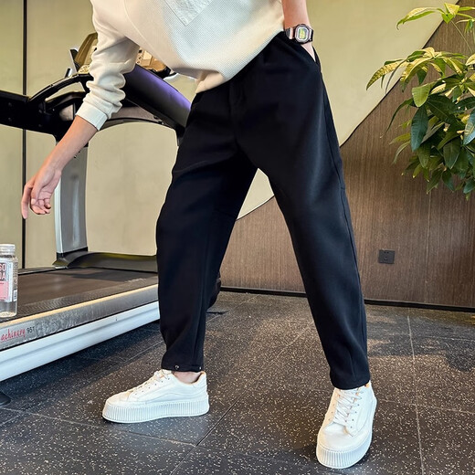 Kuraishi Kazuki trendy brand straight sweatpants men's autumn and winter new thickened warm solid color handsome casual sports pants Paris Gray XL